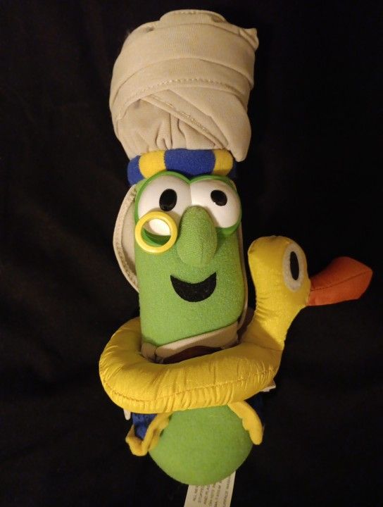 Veggie Tales Archibald Asparagus As Jonah Plush Toy Rubber Duckie 9"