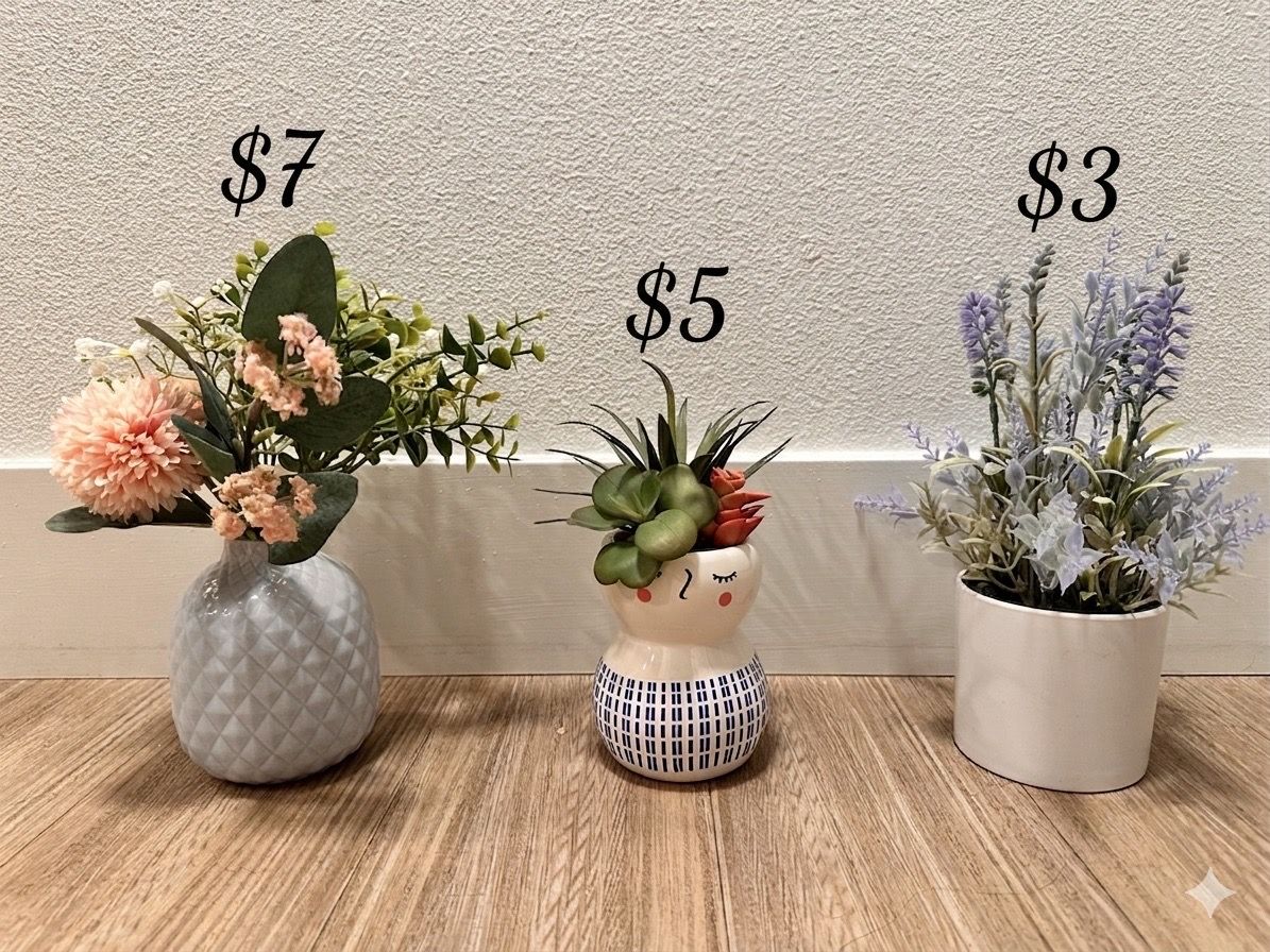 Indoor Faux Plants with Vases
