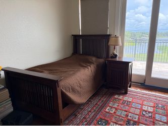 Bed, dresser, side table