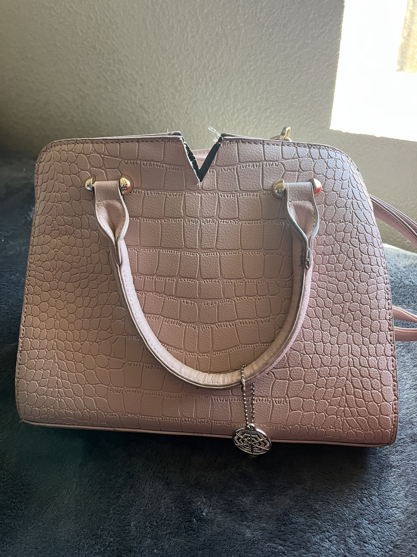Leather Rose Gold Hand Bag 