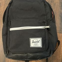 Herschel XL Black Backpack with Laptop Pocket and red/white stripe interior