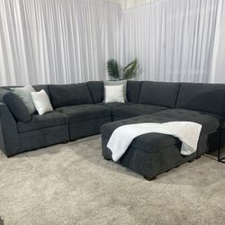Thomasville Tisdale Modular Sectional Couch 6-piece w Storage Ottoman