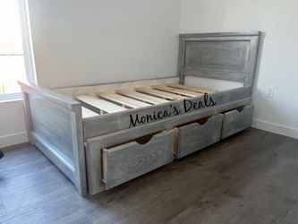 Twin Solid Wood Bed Frame With 3 Drawers $480