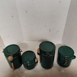 4 Pc’s vintage Green Ceramics Canster Set