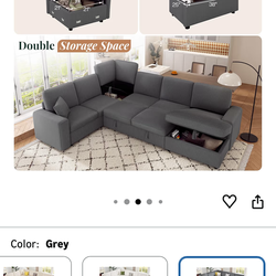 Sectional couch with sofa bed & storage