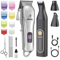 Dog Clippers for Grooming,Dog Grooming Kit for Heavy Thick Hair&Coats/Low Noise Rechargeable Cordless Pet Shaver with Paw Trimmer Nail Grinder/Hair Tr