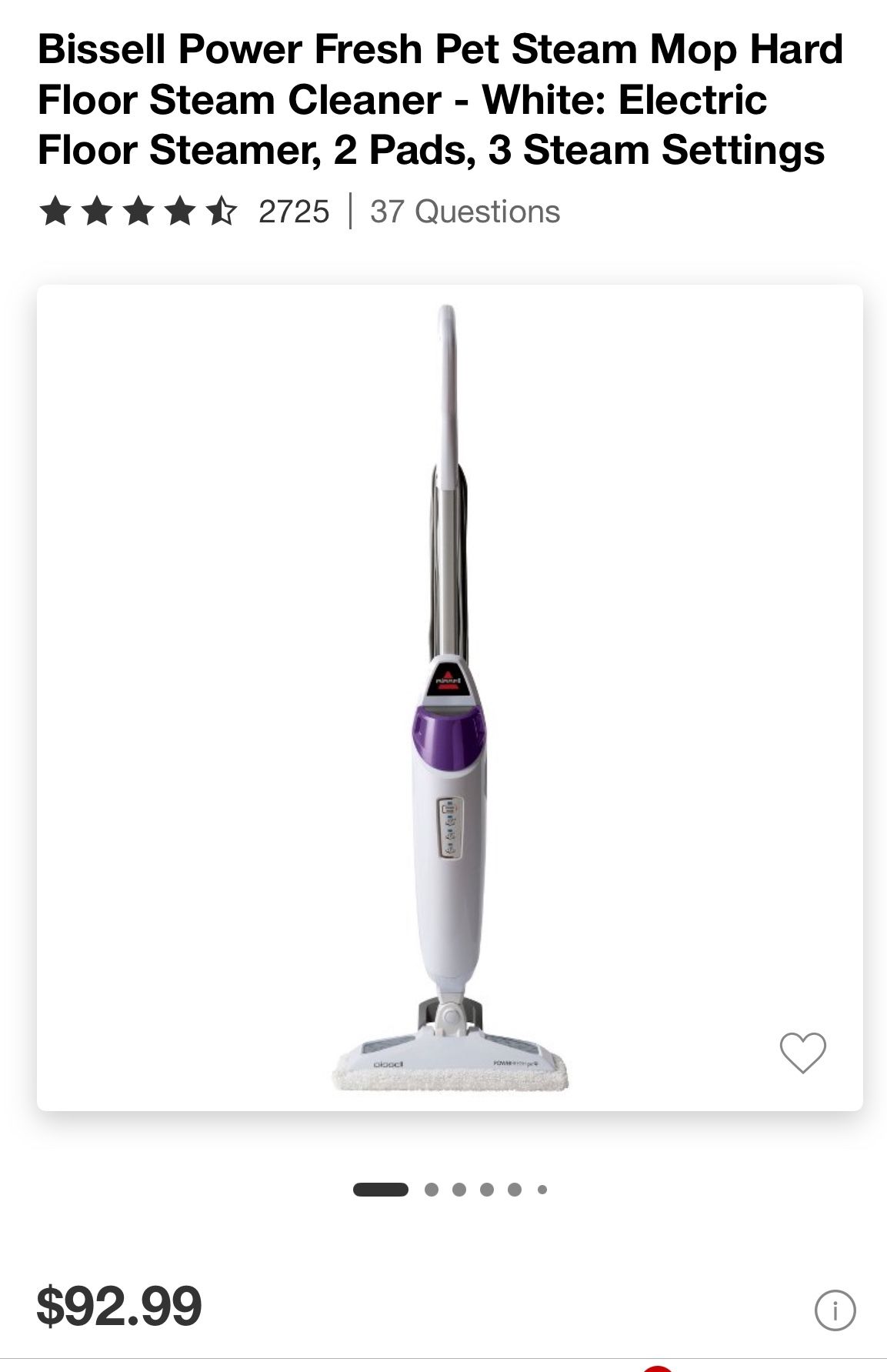 Bissel Pro Pet Mop Steam With 3 Settings And 2 Mop Pads