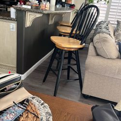 3 Wood Swivel Bar Stools $90/3 Stools.  30 Inches Floor To Seat
