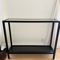 BLACK ENTRY TABLE WITH GLASS TOP