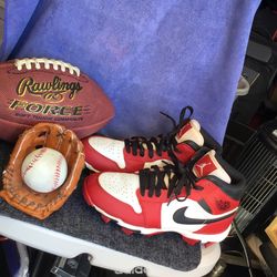 Nike air Jordan 1mid TD football or baseball cleats size 5.5Y