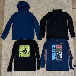 4 Boys Size M Medium Long Sleeved Shirt / Sweatshirt / Zip Up - Under Armor / Hurley / Adidas / TekGear