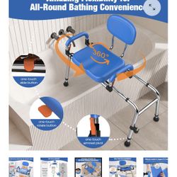 Premium 360° Swivel Sliding Shower Chair – Heavy Duty