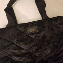Victoria's secret Large Black Velvet Tote Bag Purse 