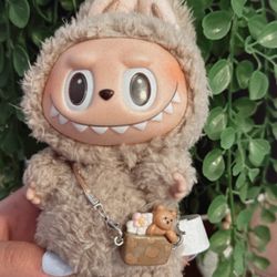 Brown teddy bear bag for Labubus
