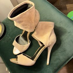 Open Toe Stilettos tan suede 
