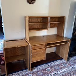 Wood Desk Hutch and Printer Table