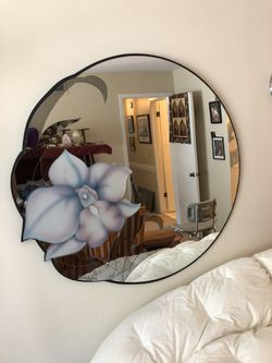 Signed David Marshall mirror 38” round