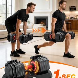 Adjustable Dumbbell Set of 2, 25/55/80LB Dumbbell Set-Fast Adjust Weights Set, 5/10/16 in 1 Free Weights Dumbbells Set with Anti-Slip Metal Handle, Co