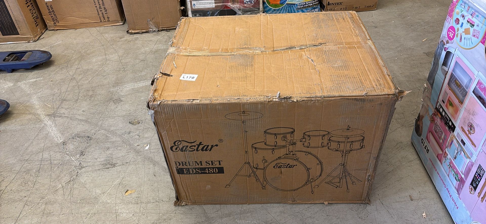Eastar 22" 5Pcs Adult Size Drum Set for Beginner Starter Complete Percussion Instrument with Throne,