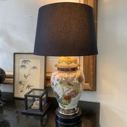 Japanese Ginger Jar Table Lamp  Chinoiserie Vintage Genuine Kutani Made In Japan Art Nouveau Mid Century Elegant Lamp