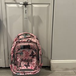 Butterfly/Paris Theme Rolling Backpack