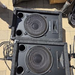 Pair Optimus 10’ Pa Speaker With Stand And Microphone 