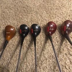 Mismatch Set Of Vintage Wood Golf Clubs (Hogan, Hagan, And PowerBilt)