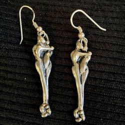 New Silver Earrings Man & Woman Embrace 