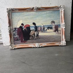 Beach Scene Trouville by Jules Charles Aviat Women Beach France Decor Art Print