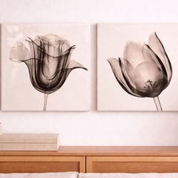 Set of 2 Modern Flower Rose Botanical Canvas Prints