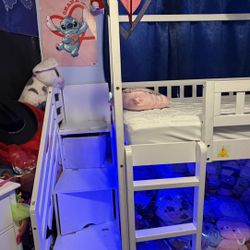 Twin Loft Bed With Stairs And Steps 