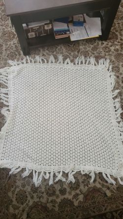 White 42" Square Crochet Blanket/Throw