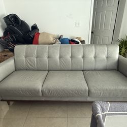  Pressly Place Light Gray Leather Sofa
