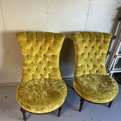 2 Yellow Upholstery Chairs 