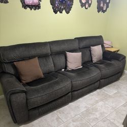 Gray Fabric Reclining Sofa