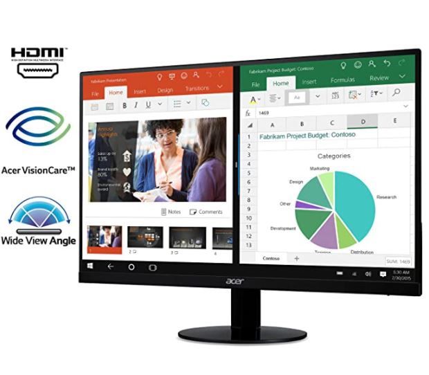 Acer SB220Q bi 21.5 Inches Full HD (1920 x 1080) IPS Ultra-Thin Zero Frame Monitor (HDMI & VGA Port), Black