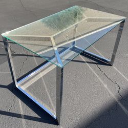 Modern CB2 Tesso Glass and Chrome Office Desk / Table