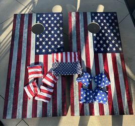 Wood cornhole set - American flag