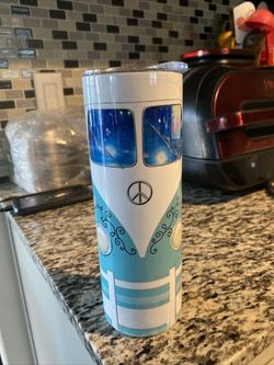 Blue VW Volkswagen Bus stainless travel tumbler mug 20 oz