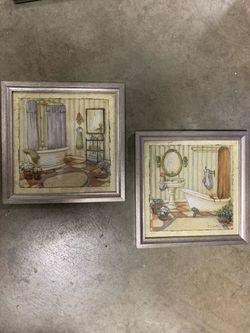 Vintage Bathroom Wall Art Prints Set of 2