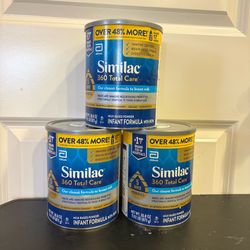 3 Cans of 30.8 Oz Similac 360 Total Care Closest Formula to breast milk Baby Formula 48%