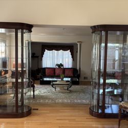 High-Quality Wooden Showcase Cabinets with Glass Doors & Shelves – Sleek & Classy (Set of Two)