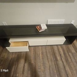 Modern Table With Top Glass + LED Lights 