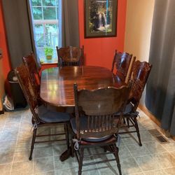 Oak Dining Table + 6 Chairs