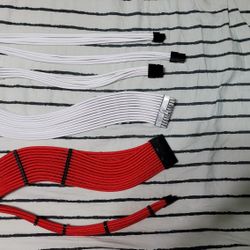 Cable Mod 24 pin and 6 pin Extensions (White & Red) 