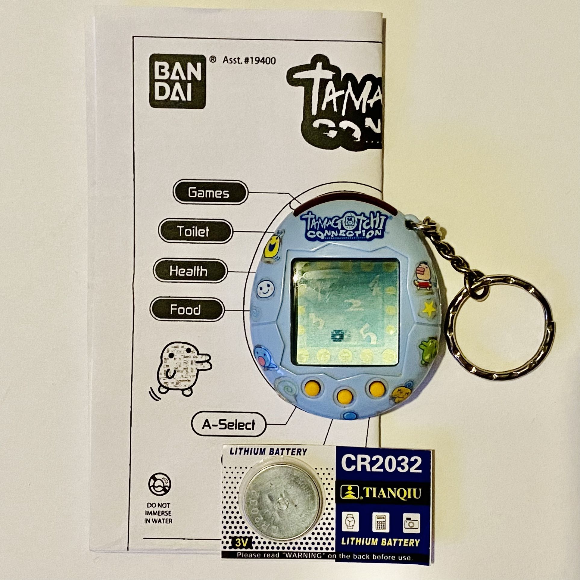 Tamagotchi Connection V1 2004 Flat Pastel Baby Blue W/ Original Stickers