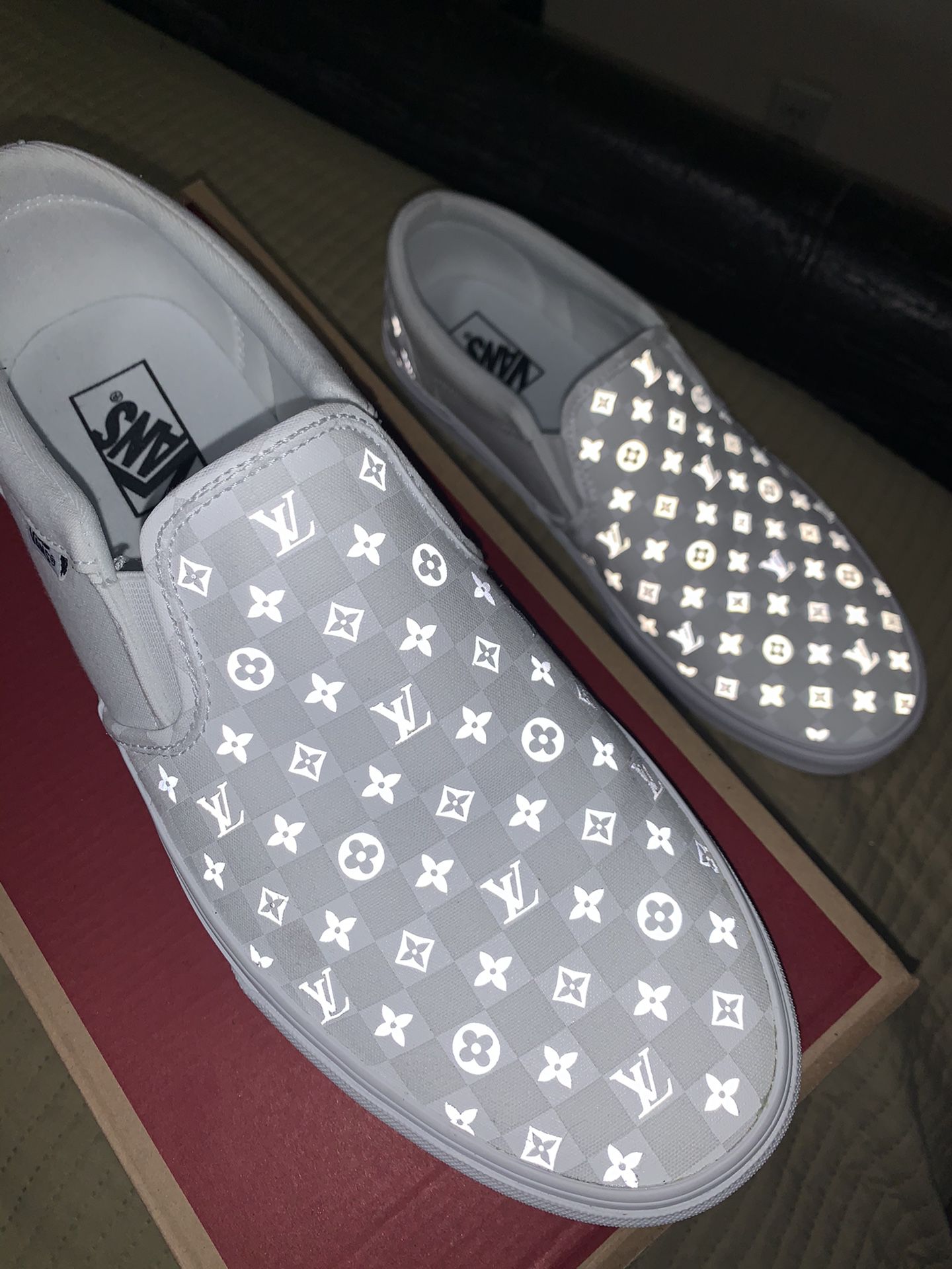 Size 11.5 custom Vans Louis Vuitton reflective for Sale in Santa Ana, CA -  OfferUp