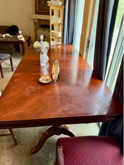 Wood dining room table seats 10
