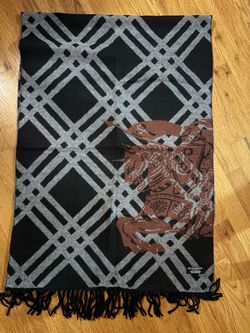 Burberry Check Scarf with Equestrian Knight Lambswool