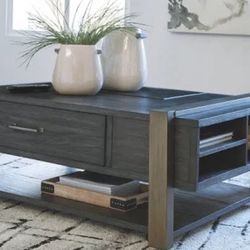 SET OF 3 BY ASHLEY DESIGN COFFEE TABLE WITH END TABLE SOLID WOOD NEW IN BOX